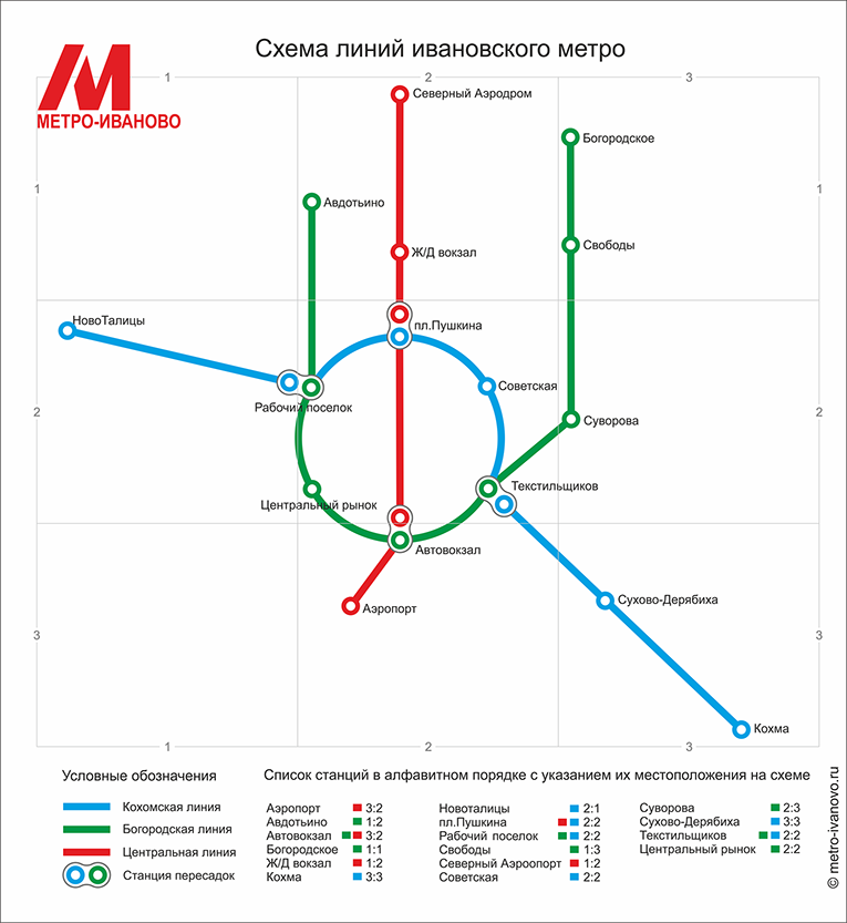 Схема линий Ивановского метро
